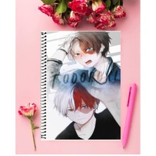 Anime And Your World Shoto Todoroki Anime Defter 1 Adet Özel Tasarım A4 Boyutu 21*29 cm Telli Kareli Defter