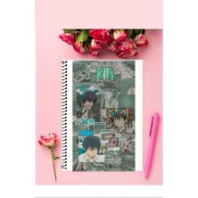 Anime And Your World Okumura Rin Anime Defter 1 Adet Özel Tasarım A4 Boyutu Telli Kareli Defter 21*29 cm