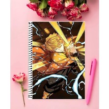 Zenitsu Agatsuma Anime Defter 1 Adet Özel Tasarım A4 Boyutu 21*29 cm  Telli Çizgili Defter