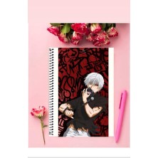 Anime And Your World Ken Kaneki Defter 1 Adet Özel Tasarım A4 Boyutu Telli Kareli Defter 21*29 cm