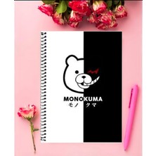 Anime And Your World Monokuma  Anime Defter 1 Adet Özel Tasarım A4 Boyutu 21*29 cm Telli Kareli