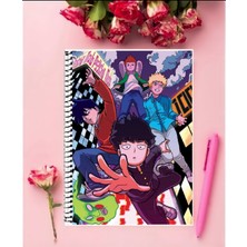 Anime And Your World Mob Psycho 100  Anime  Defter 1 Adet Özel Tasarım A4 Boyutu 21*29 cm Telli Kareli Defter