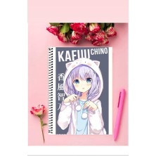 Anime And Your World Chino Kafuu Anime Defter 1 Adet Özel Tasarım A4 Boyutu Telli Kareli Defter 21*29 cm