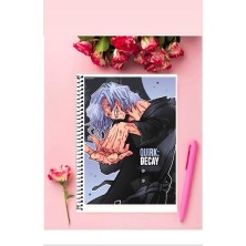 Anime And Your World Quirk Decay Anime Defter 1 Adet Özel Tasarım A4 Boyutu Telli Kareli Defter 21*29 cm