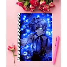 Ciel Phantomhive Anime Defter 1 Adet Özel Tasarım A4 Boyutu 21*29 cm  Telli Kareli Defter
