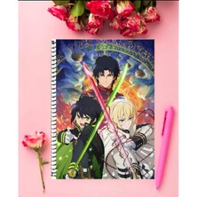 Anime And Your World Owari No Seraph Anime   Defter 1 Adet Özel Tasarım A4 Boyutu 21*29 cm  Telli Kareli Defter