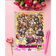 Danganronpa  Anime Defter 1 Adet Özel Tasarım A4 Boyutu 21*29 cm Telli Kareli