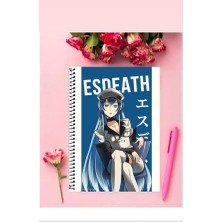 Esdeath Anime Defter 1 Adet Özel Tasarım A4 Boyutu Telli Kareli Defter 21*29 cm