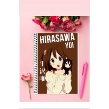 Yui Hirasawa Anime Defter 1 Adet Özel Tasarım A4 Boyutu Telli Kareli Defter 21*29 cm