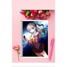 Tomori Nao Anime Defter 1 Adet Özel Tasarım A4 Boyutu Telli Kareli Defter 21*29 cm