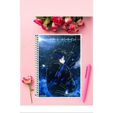 Anime And Your World Sword Art Online Anime Defter 1 Adet Özel Tasarım A4 Boyutu Telli Kareli Defter 21*29 cm