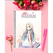 Anohana Anime Defter 1 Adet Özel Tasarım A4 Boyutu 21*29 cm  Telli Kareli Defter