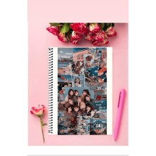 Twice Defter 1 Adet Özel Tasarım A4 Boyutu Telli Kareli Defter 21*29 cm