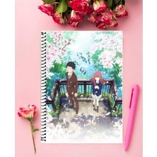 Anime And Your World Koe No Katachi Anime Defter 1 Adet Özel Tasarım A4 Boyutu 21*29 cm  Telli Kareli Defter