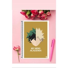 Anime And Your World My Hero Academia  Anime Defter 1 Adet Özel Tasarım A4 Boyutu Telli Kareli Defter 21*29 cm