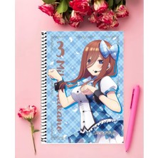 Anime And Your World Miku Nakano Anime Defter 1 Adet Özel Tasarım A4 Boyutu 21*29 cm  Telli Kareli Defter
