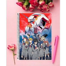 Anime And Your World Darling In The Franxx Anime Defter 1 Adet Özel Tasarım A4 Boyutu 21*29 cm  Telli Kareli Defter