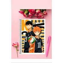 Anime And Your World Haikyuu  Anime Defter 1 Adet Özel Tasarım A4 Boyutu Telli Kareli Defter 21*29 cm