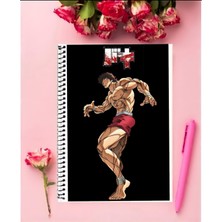 Bakı (Baki The Grappler) Anime Defter 1 Adet Özel Tasarım A4 Boyutu 21*29 cm  Telli Kareli Defter