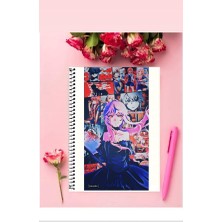 Mirai Nikki Anime Defter 1 Adet Özel Tasarım A4 Boyutu Telli Kareli Defter 21*29 cm