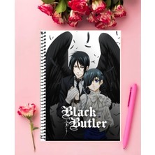 Black Butler Anime Defter 1 Adet Özel Tasarım A4 Boyutu 21*29 cm  Telli Kareli Defter