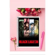 Black Logan Anime Defter 1 Adet Özel Tasarım A4 Boyutu Telli Kareli Defter 21*29 cm