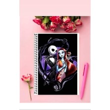 Anime And Your World Jack And Sally Defter 1 Adet Özel Tasarım A4 Boyutu Telli Kareli Defter 21*29 cm
