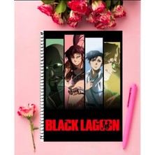 Anime And Your World Black Lagon  Anime Defter 1 Adet Özel Tasarım A4 Boyutu 21*29 cm Telli Kareli