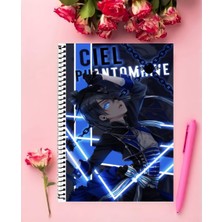 Ciel Phantomhive Anime Defter 1 Adet Özel Tasarım A4 Boyutu 21*29 cm  Telli Kareli Defter