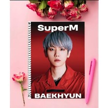 Superm Kpop   Defter 1 Adet Özel Tasarım A4 Boyutu 21*29 cm  Telli Kareli Defter