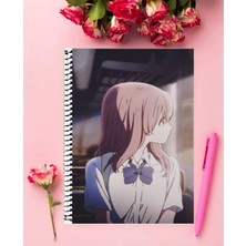 Anime And Your World Koe No Katachi Anime Defter 1 Adet Özel Tasarım A4 Boyutu 21*29 cm  Telli Kareli Defter