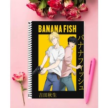 Anime And Your World Banana Fish  Anime Defter 1 Adet Özel Tasarım A4 Boyutu 21*29 cm  Telli Kareli Defter