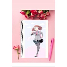 Anime And Your World Uraraka Ochako Anime Defter 1 Adet Özel Tasarım A4 Boyutu Telli Kareli Defter 21*29 cm