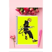 Zenitsu Agatsuma Anime Defter 1 Adet Özel Tasarım A4 Boyutu Telli Kareli Defter 21*29 cm