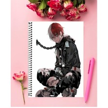 Anime And Your World Shoto Todoroki Anime Defter 1 Adet Özel Tasarım A4 Boyutu 21*29 cm Telli Kareli Defter