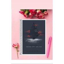 Anime And Your World Sword Art Online Anime Defter 1 Adet Özel Tasarım A4 Boyutu Telli Kareli Defter 21*29 cm