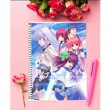Angel Beats Anime Defter 1 Adet Özel Tasarım A4 Boyutu 21*29 cm  Telli Kareli Defter