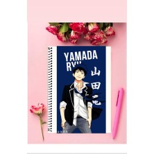 Ryu Yamada Anime Defter 1 Adet Özel Tasarım A4 Boyutu Telli Kareli Defter 21*29 cm