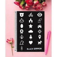 Black Mirror Defter 1 Adet Özel Tasarım A4 Boyutu 21*29 cm  Telli Kareli Defter