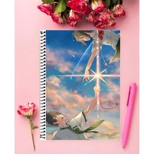 Anime And Your World Kimi No Na Wa Anime Defter 1 Adet Özel Tasarım A4 Boyutu 21*29 cm  Telli Kareli Defter