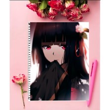 Anime And Your World Jigoku Shoujo Anime Defter 1 Adet Özel Tasarım A4 Boyutu 21*29 cm  Telli Kareli Defter