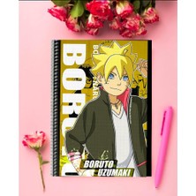 Boruto Uzumaki Anime Defter 1 Adet Özel Tasarım A4 Boyutu Telli Kareli Defter 21*29 cm