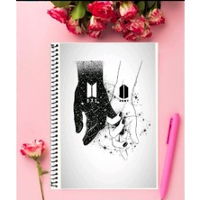 Anime And Your World Bts Defter 1 Adet Özel Tasarım A4 Boyutu Telli Kareli Defter 21*29 cm