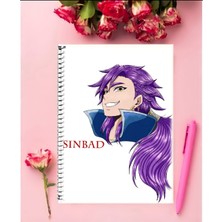 Anime And Your World Magi Adventures Of Sinbad  Anime Defter 1 Adet Özel Tasarım A4 Boyutu 21*29 cm Telli Kareli