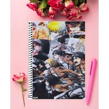 Shingeki No Kyojin Anime Defter 1 Adet Özel Tasarım A4 Boyutu 21*29 cm  Telli Kareli Defter