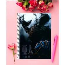 Ajin  Anime Defter 1 Adet Özel Tasarım A4 Boyutu 21*29 cm Telli Kareli