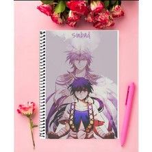 Magi Adventures Of Sinbad  Anime Defter 1 Adet Özel Tasarım A4 Boyutu 21*29 cm Telli Kareli