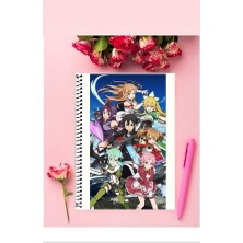 Anime And Your World Sword Art Online Anime Defter 1 Adet Özel Tasarım A4 Boyutu Telli Kareli Defter 21*29 cm