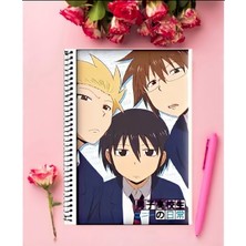Anime And Your World Danshi Koukousei No Nichijou  Anime Defter 1 Adet Özel Tasarım A4 Boyutu 21*29 cm  Telli Kareli