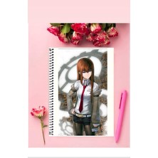 Anime And Your World Steins Gate Anime Defter 1 Adet Özel Tasarım A4 Boyutu Telli Kareli Defter 21*29 cm